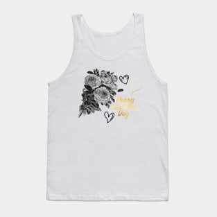 Valentine with Black Rose Flowers Bouquet Tank Top